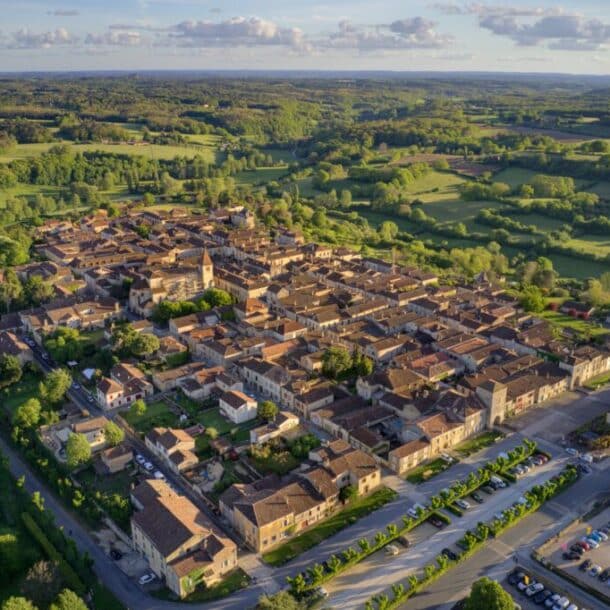 Vue aérienne de Monpazier